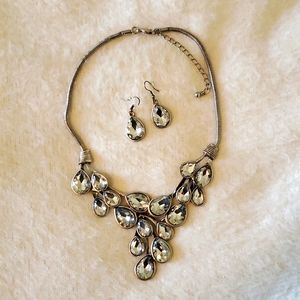Rhinestone Necklace and Earring Set